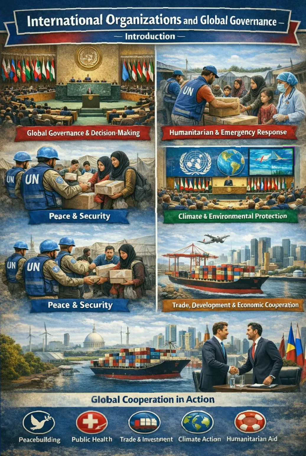 Illustration showing international organisations and global decision-making forums