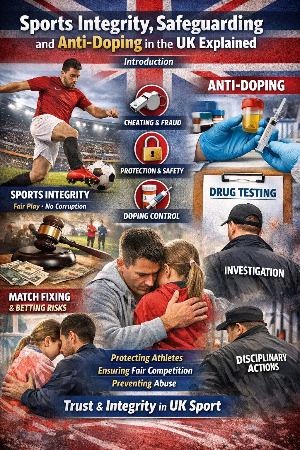 Illustration showing sports integrity protection and anti-doping controls in the UK