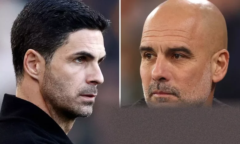 Mikel Arteta on the touchline at Wembley Stadium.