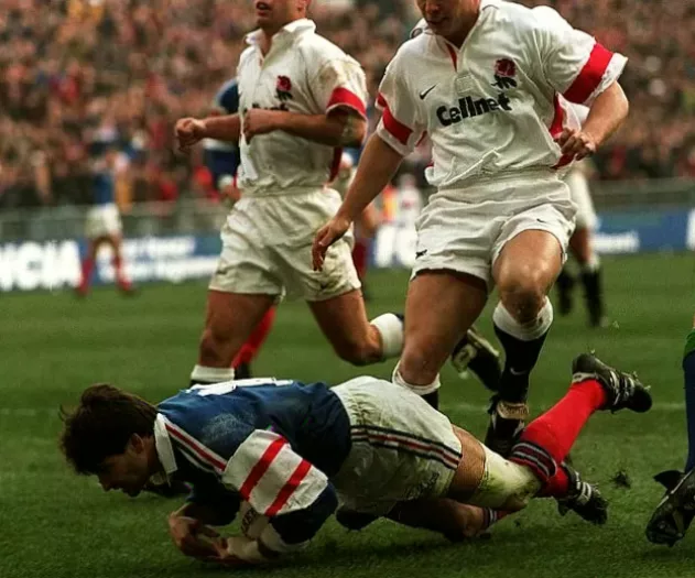 Jonny Wilkinson demonstrating a kicking technique in training.