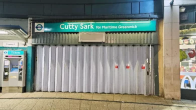 New escalators at the refurbished Cutty Sark DLR station.