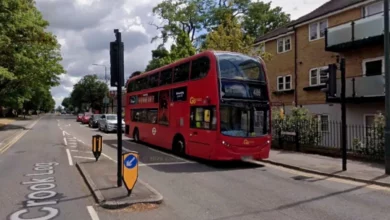 Emergency services at the scene of a road traffic collision in south London.