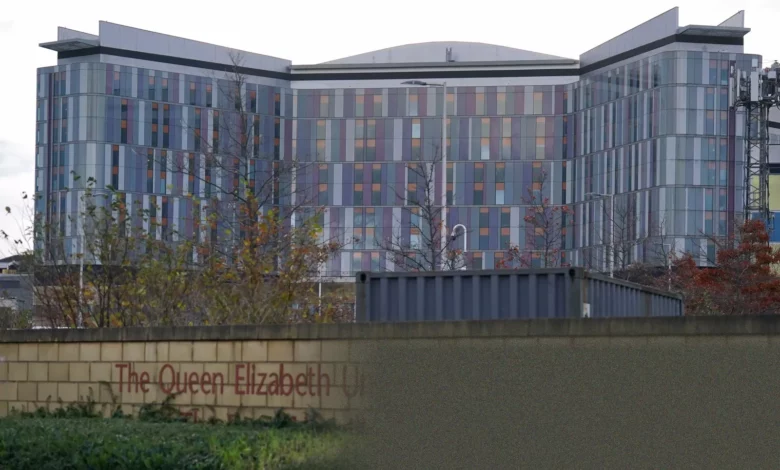 Exterior view of the Queen Elizabeth University Hospital in Glasgow.