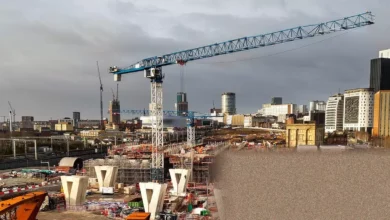 Construction site for a major UK railway station under development.