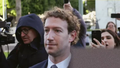 A courtroom scene showing a jury delivering a verdict against tech companies.