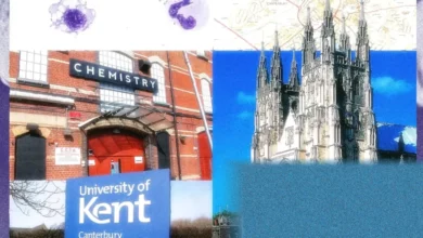 Students queue outside a temporary vaccination centre at the University of Kent.