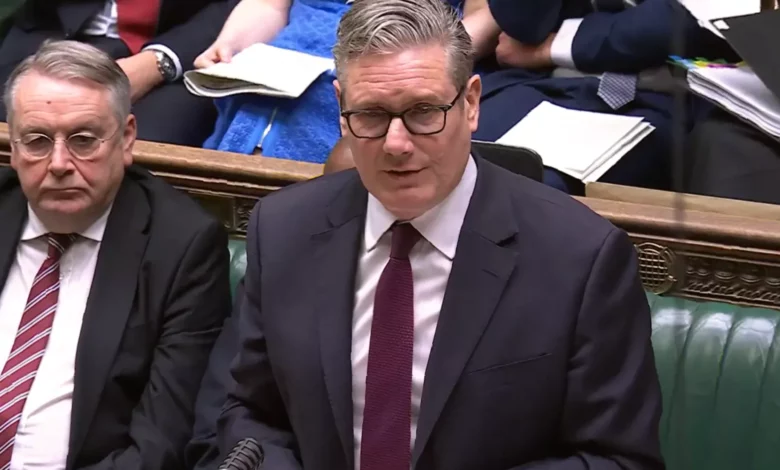 Sir Keir Starmer addressing the House of Commons from the despatch box.