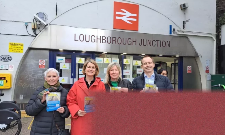 Aerial view of Loughborough Junction railway station's constrained arch structure.