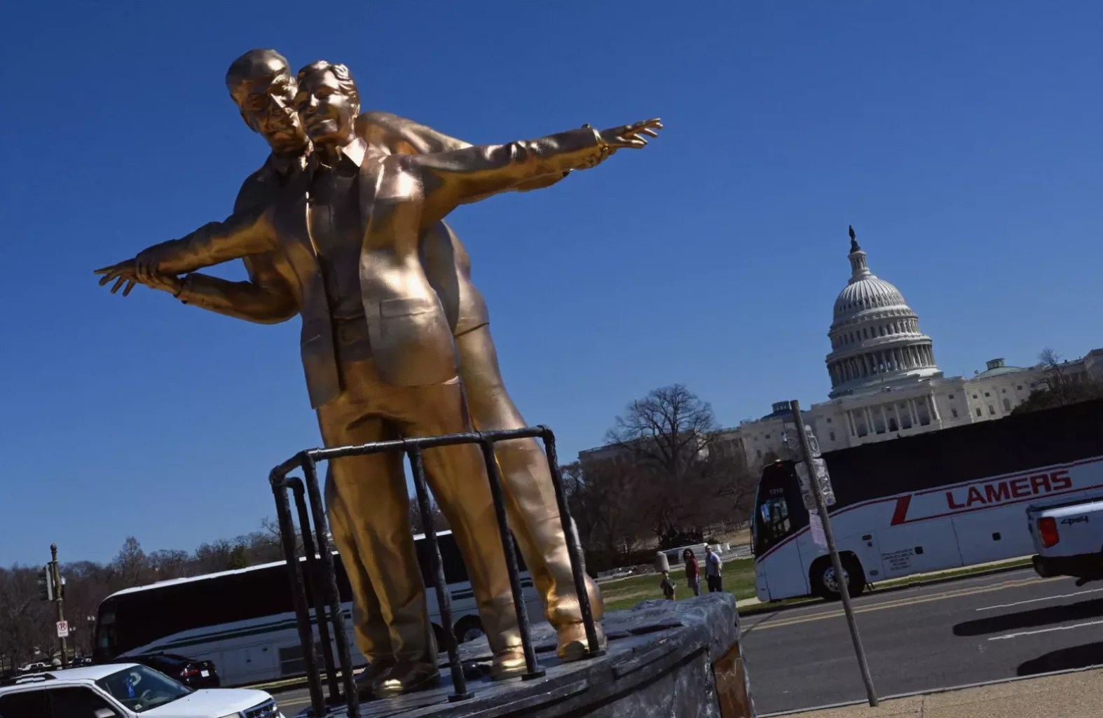 New bronze monument depicts Trump and Epstein in Titanic pose
