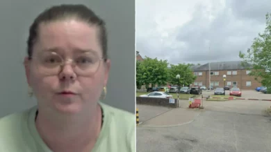 A woman in court, representing the fraudster jailed for deceiving lonely men on Facebook.