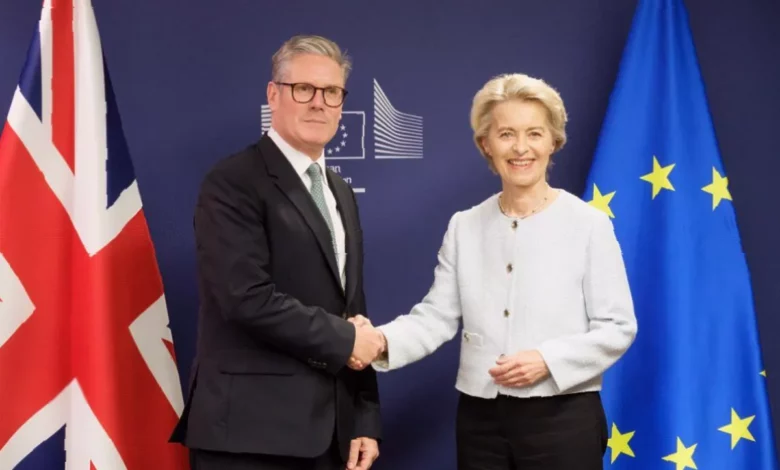 A classroom setting with an EU flag displayed prominently on the wall.