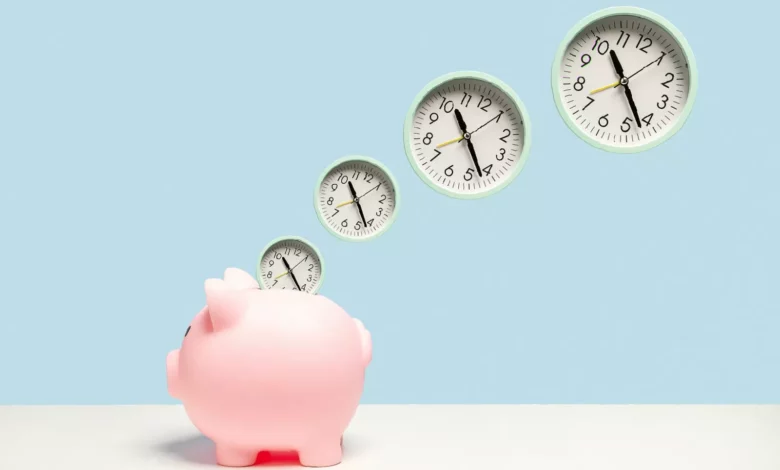 A person adding money to a pension jar on a calendar marked with tax deadlines