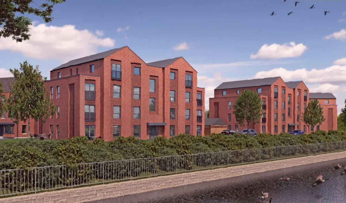 Bridgewater Canal bordering the proposed housing development plot in Stretford