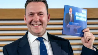 Scottish Conservative Party manifesto document launch event.