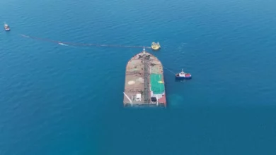 Oil tankers waiting in a congested shipping lane near the Strait of Hormuz