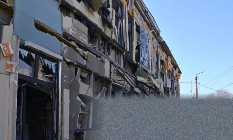 Odesa city centre showing damage from overnight Russian drone attacks on residential buildings