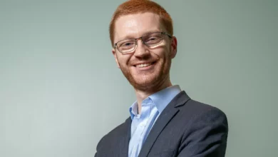 Scottish Greens co-leaders Ross Greer and Gillian Mackay at a political event.