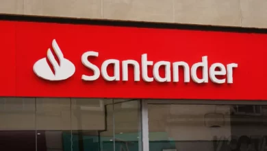 Santander bank branch exterior on a British high street