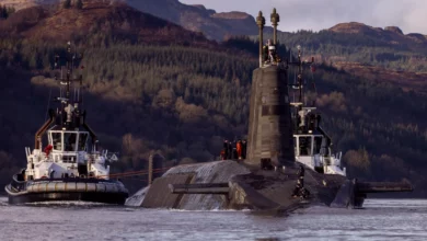 Exterior view of HM Naval Base Clyde, home to the UK's Trident nuclear submarines.