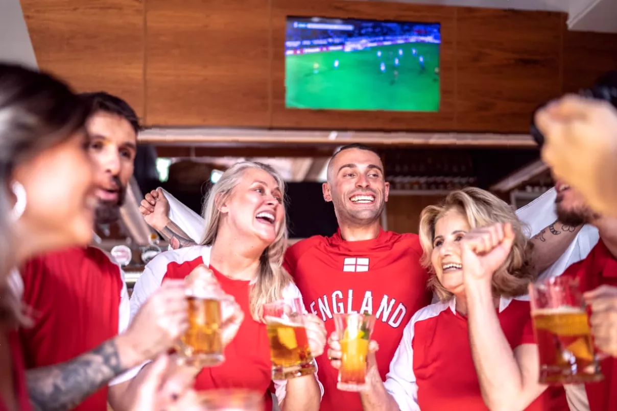 Crowds gathered in a nightclub to watch a World Cup game in the early hours.