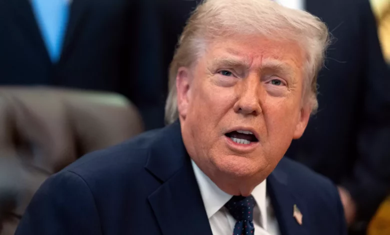 US President Donald Trump speaking from the Oval Office at the White House