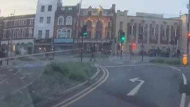 Police cordon and forensic investigation on Great Eastern Road in Stratford.