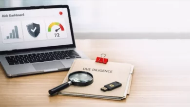 Investors examining financial data on a digital verification platform dashboard