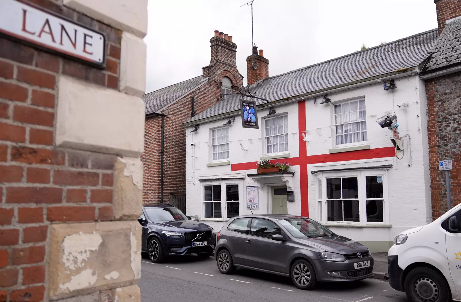 A view of a traditional English pub in a Wiltshire conservation area.