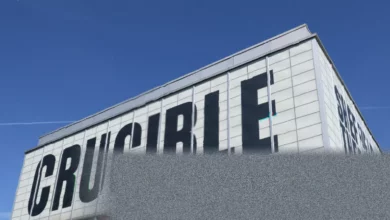 Exterior of Sheffield's Crucible Theatre, home of the snooker world championship.