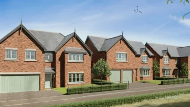 Aerial view of the Carnatic Park housing development under construction in Mossley Hill, Liverpool