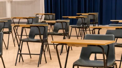 Students revising for A Level exams in a UK classroom