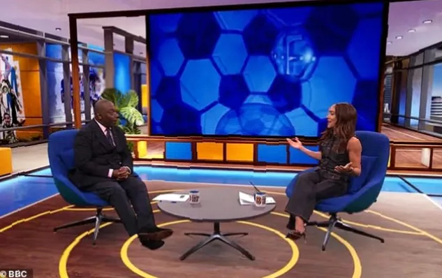 The Football Focus set with host Bob Wilson and a photograph from the show's early years