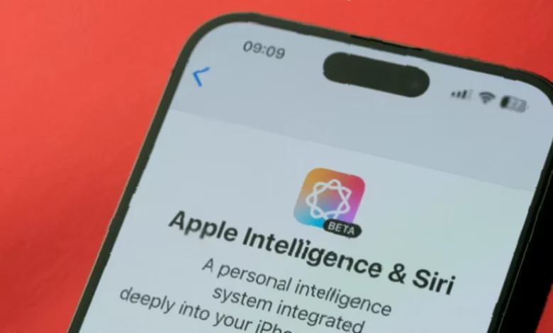 A consumer holds an iPhone 16 showing the Siri interface at a retail store