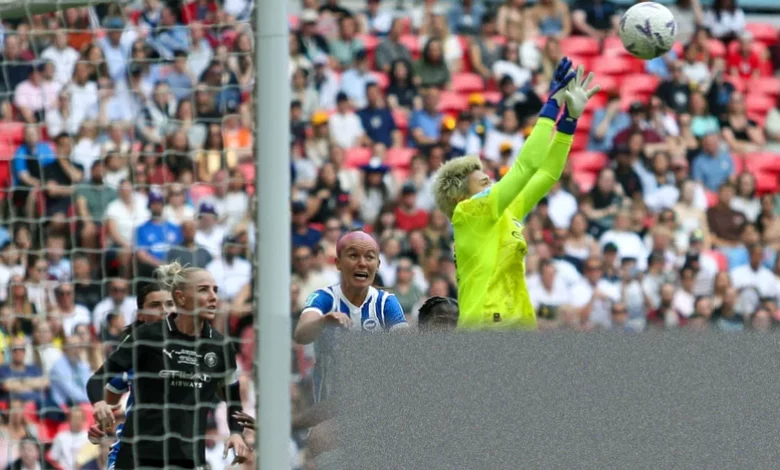 Wembley Stadium packed with fans ahead of the Women's FA Cup final between Brighton and Manchester City