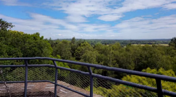 Roof terrace views across the Home Counties from the top of the tower