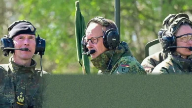 German Bundeswehr soldiers marching in a military parade formation