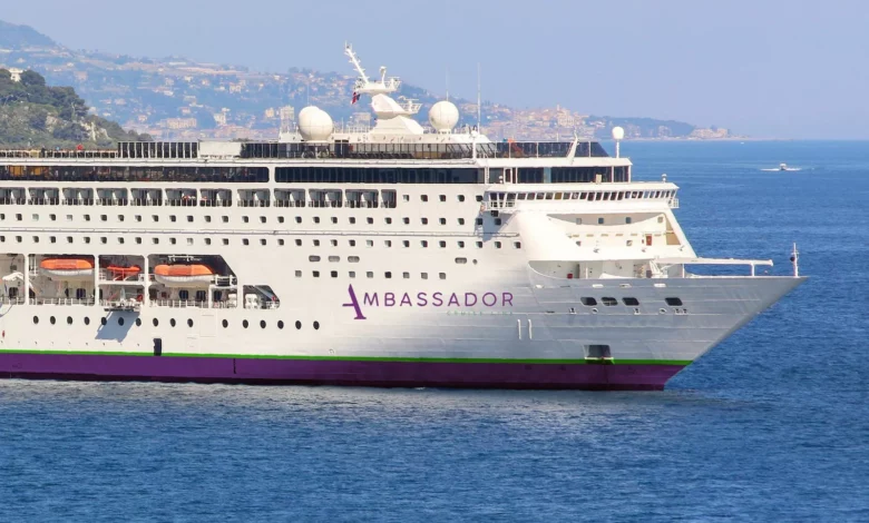 Cruise ship docked at Bordeaux port with passengers beginning to disembark