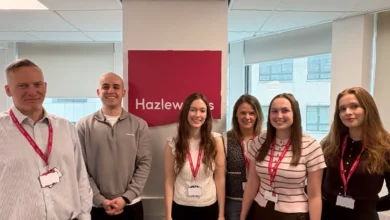 New Hazlewoods office in Cardiff city centre with students entering