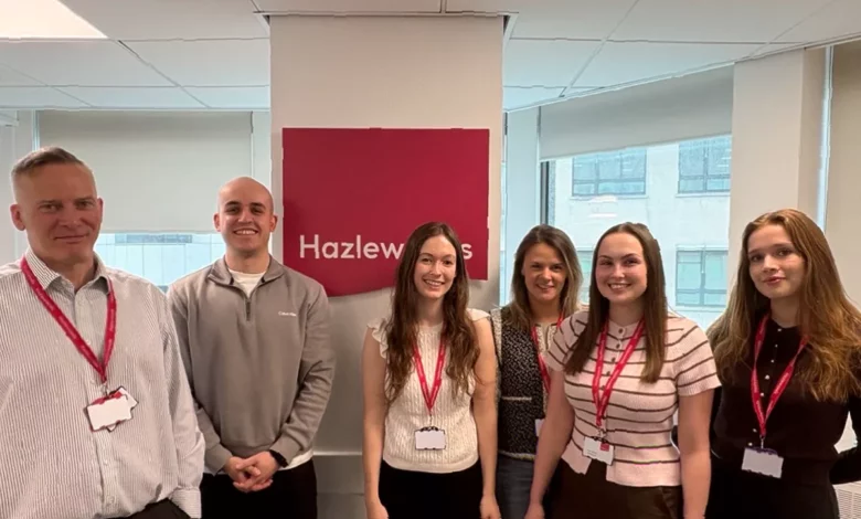 New Hazlewoods office in Cardiff city centre with students entering