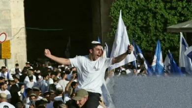 Nationalist marchers flooding the Old City of Jerusalem during the annual state-sponsored parade
