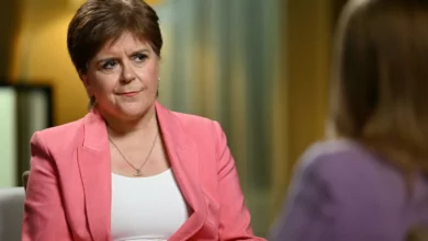 Nicola Sturgeon speaking during a BBC interview about the SNP embezzlement case