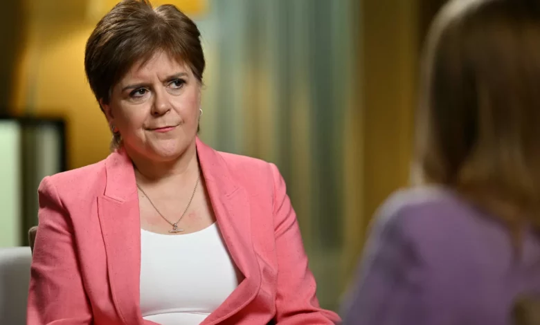 Nicola Sturgeon speaking during a BBC interview about the SNP embezzlement case