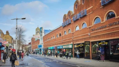 Exterior view of the Aylesham Shopping Centre in Peckham, south London