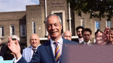 Reform UK leader’s empty podium at a cancelled Sunderland rally