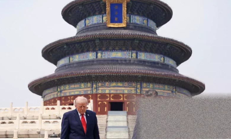 Trump and Xi walking in the Zhongnanhai Garden in Beijing