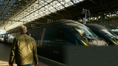 Avanti West Coast train at a station platform on the west coast mainline.