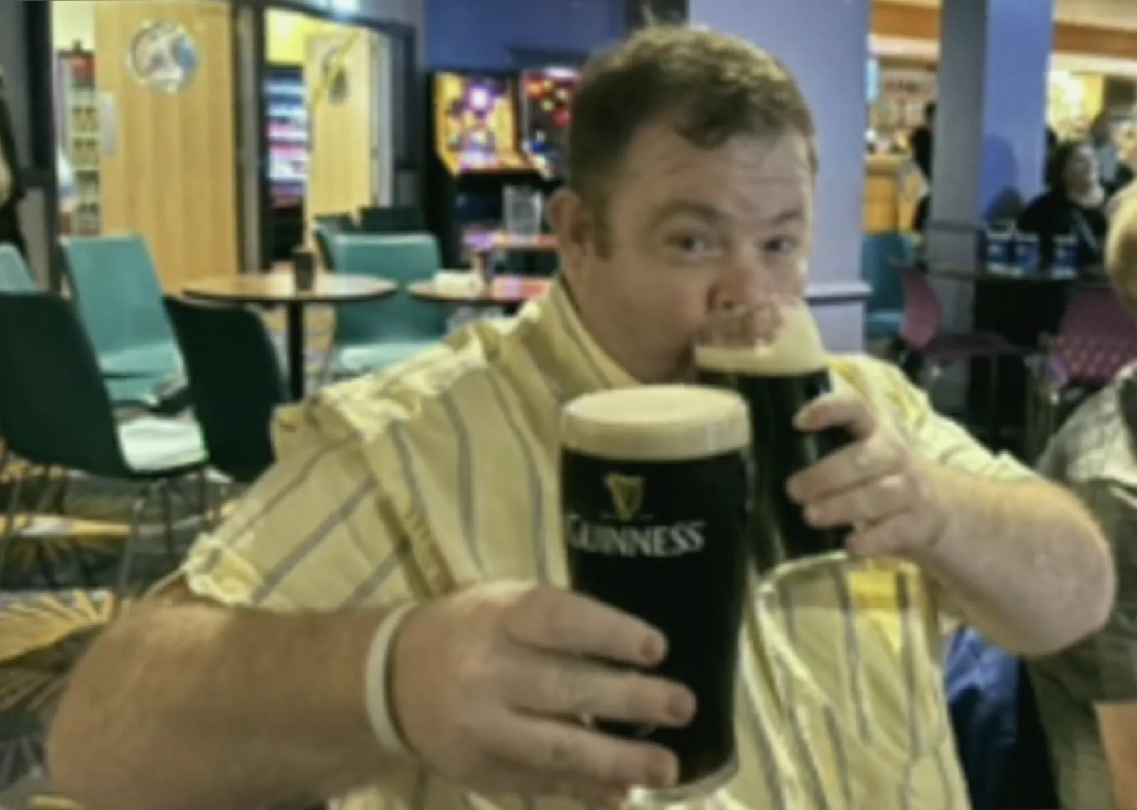 CCTV footage shows a man walking unaided to a social club event