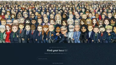 Mobile phone screen showing a virtual British MP character with a health bar labelled approval rating
