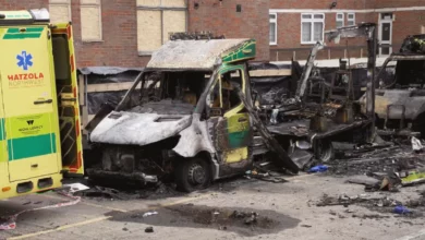Fire-damaged synagogue car park in Golders Green after arson attack