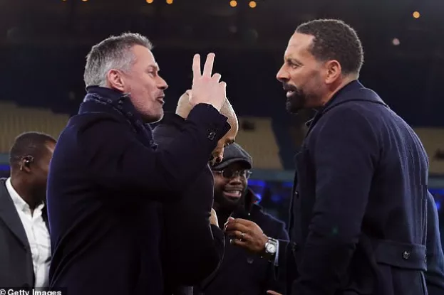 Manchester United celebrating a 3-2 home victory over Liverpool securing Champions League qualification